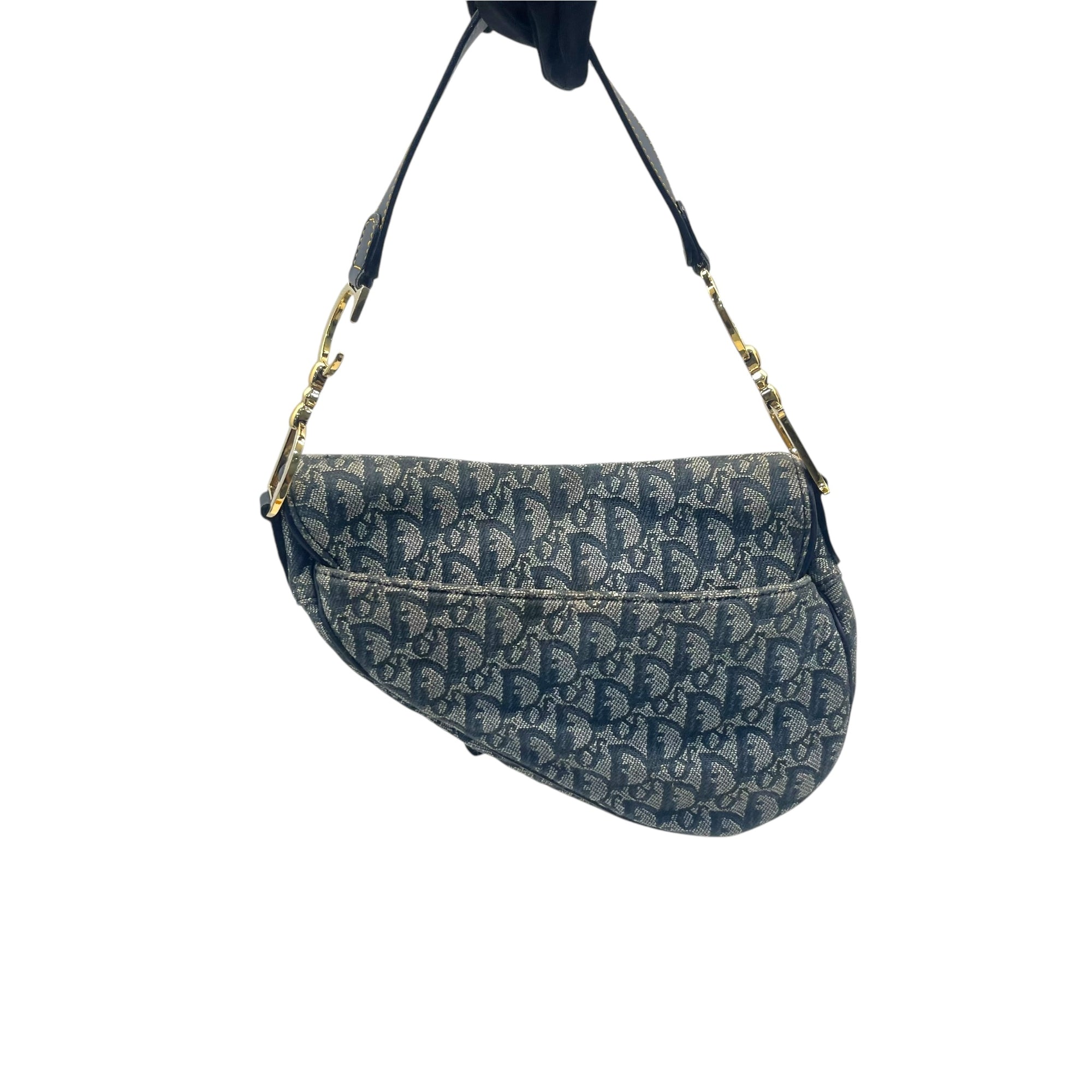 Christian Dior Blue Saddle Bag Oblique Jacquard Bag