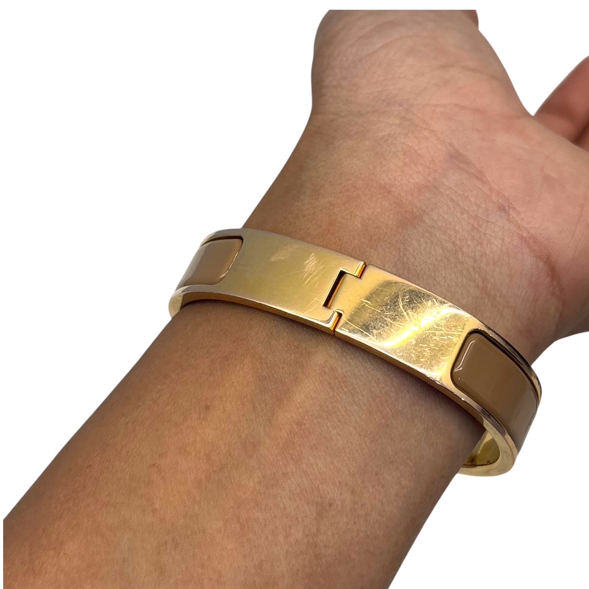 Hermes Clic Clac H Enamel Gold Plated Bracelet