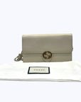 Gucci Cream Leather Interlocking G Flap Chain Clutch
