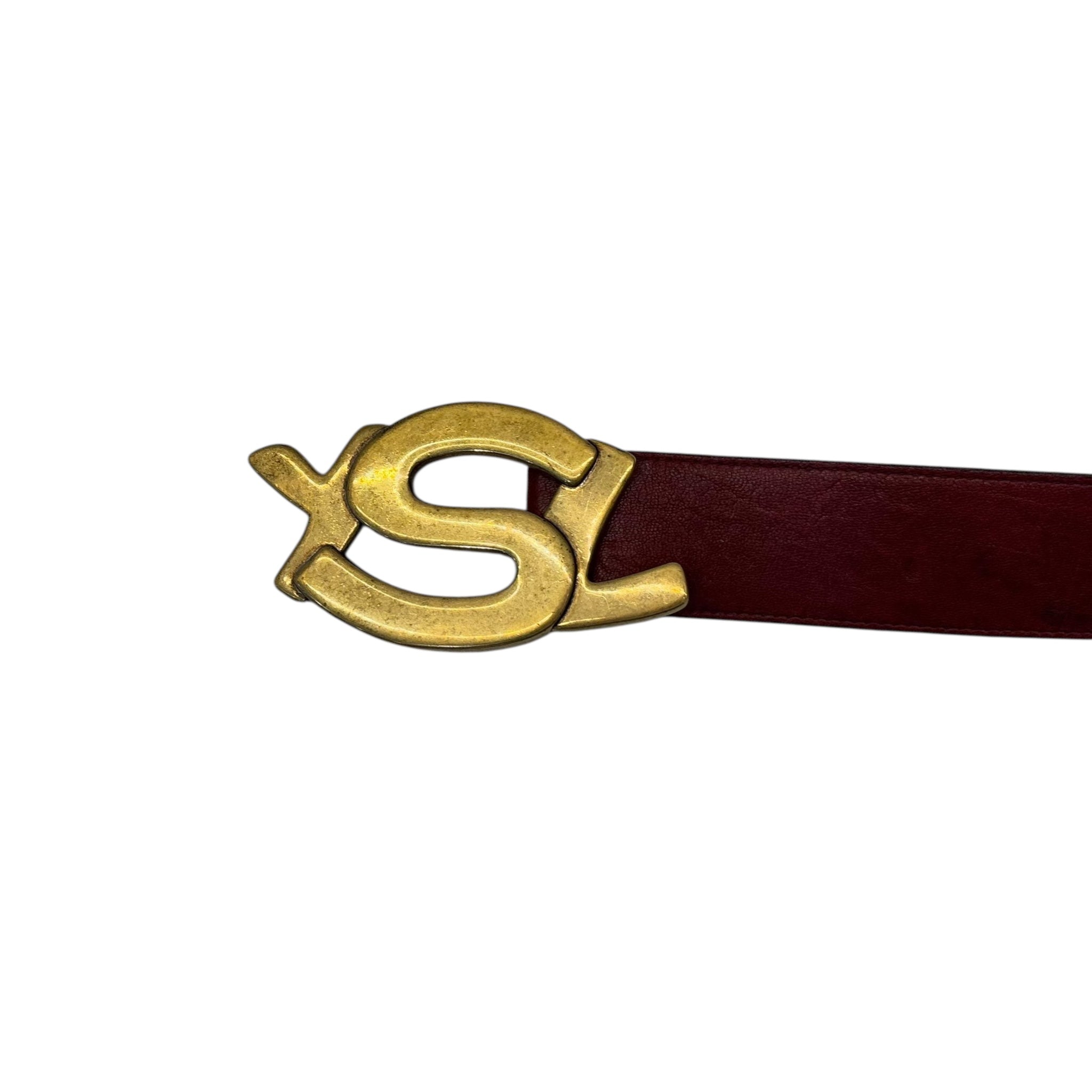 Yves Saint Laurent Belts Dark Red YSL Logo Buckle
