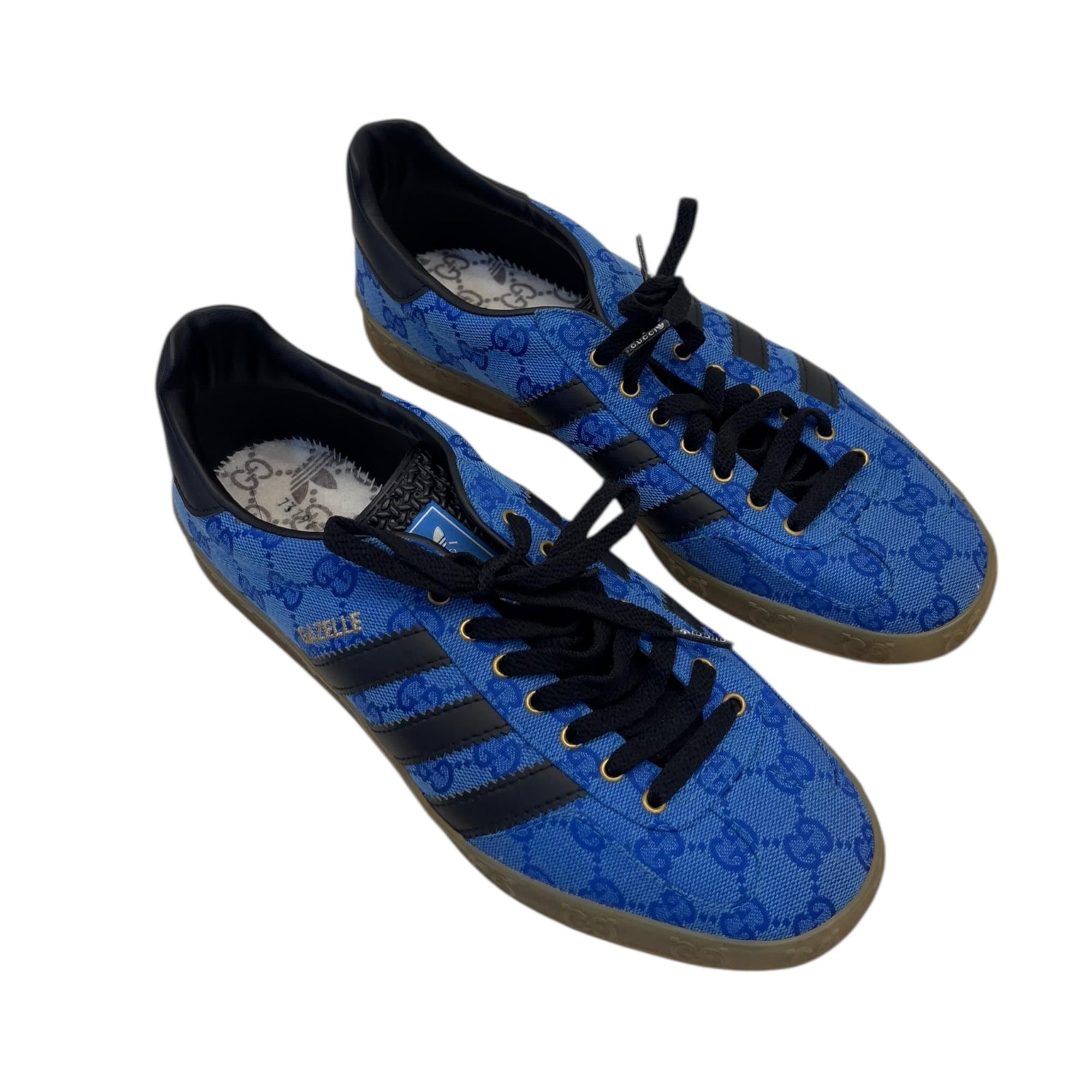 Gucci X Adidas Blue GG Canvas Gazelle Sneakers EU 42.5