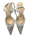Mach & Mach Bow of Elizabeth Imitation Pearl Iridescent Pointed Toe Pump EU 39