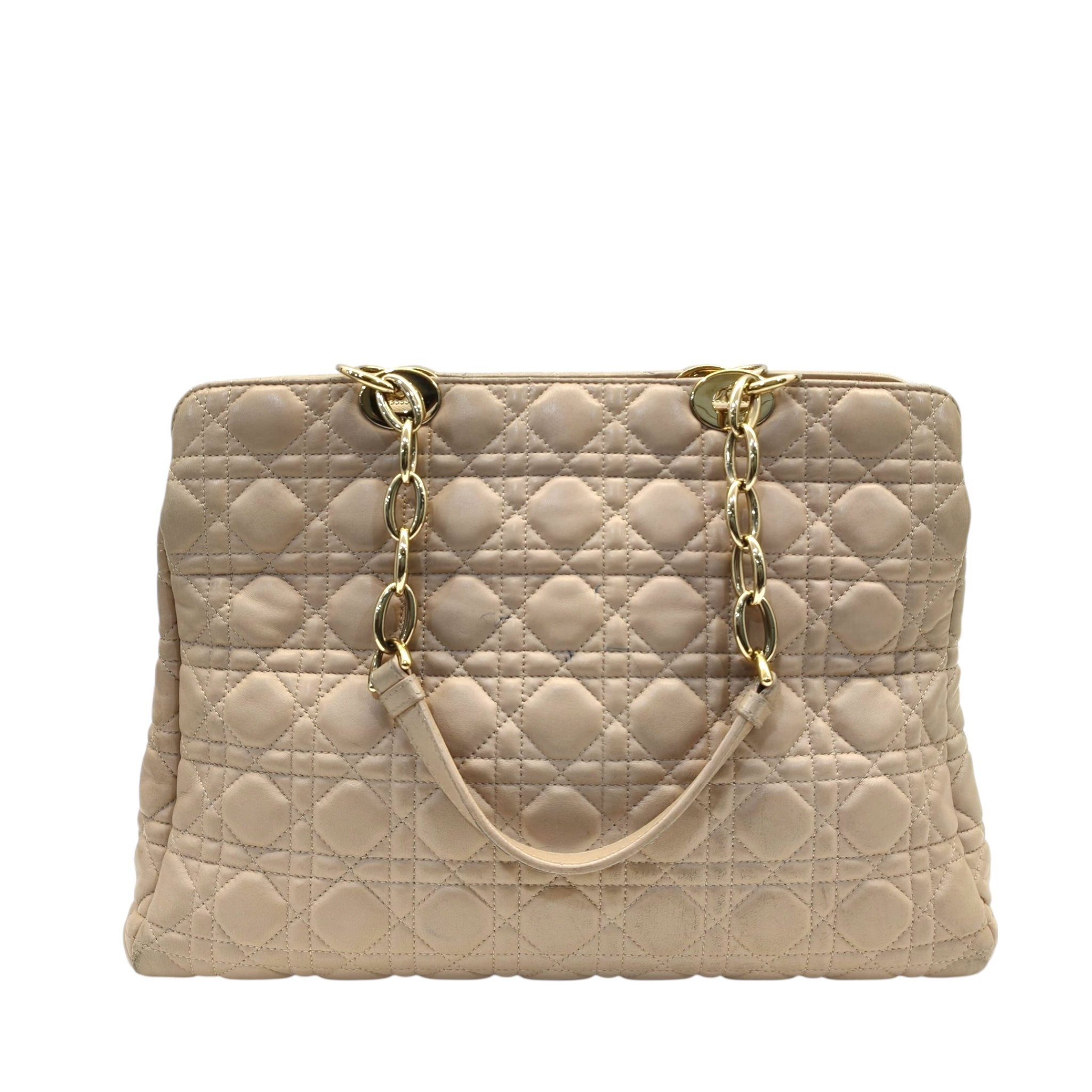 Dior Pink Cannage Quilted Soft Leather Medium Shopping Tote Bag