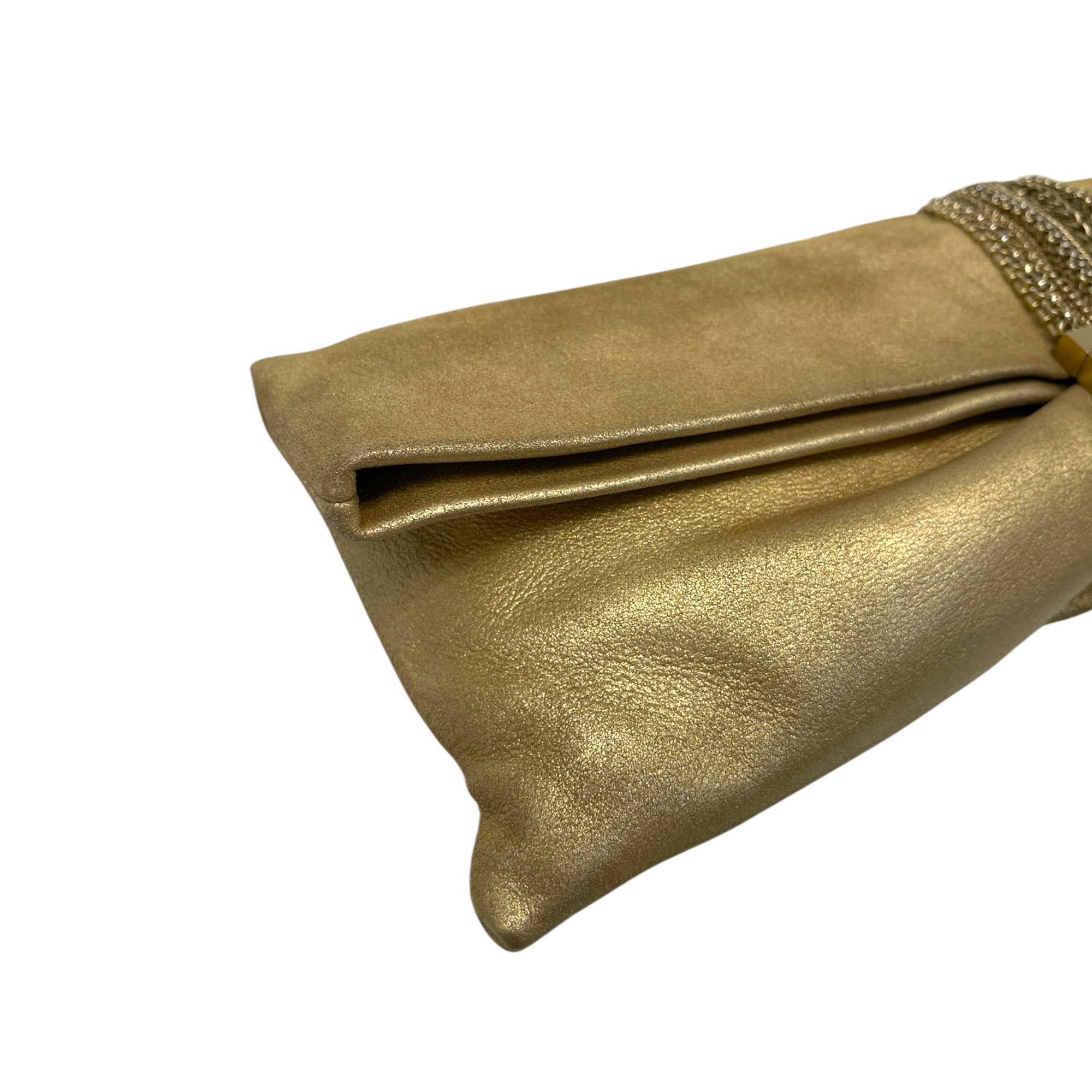 Jimmy Choo Beige Shimmering Suede Chandra Clutch