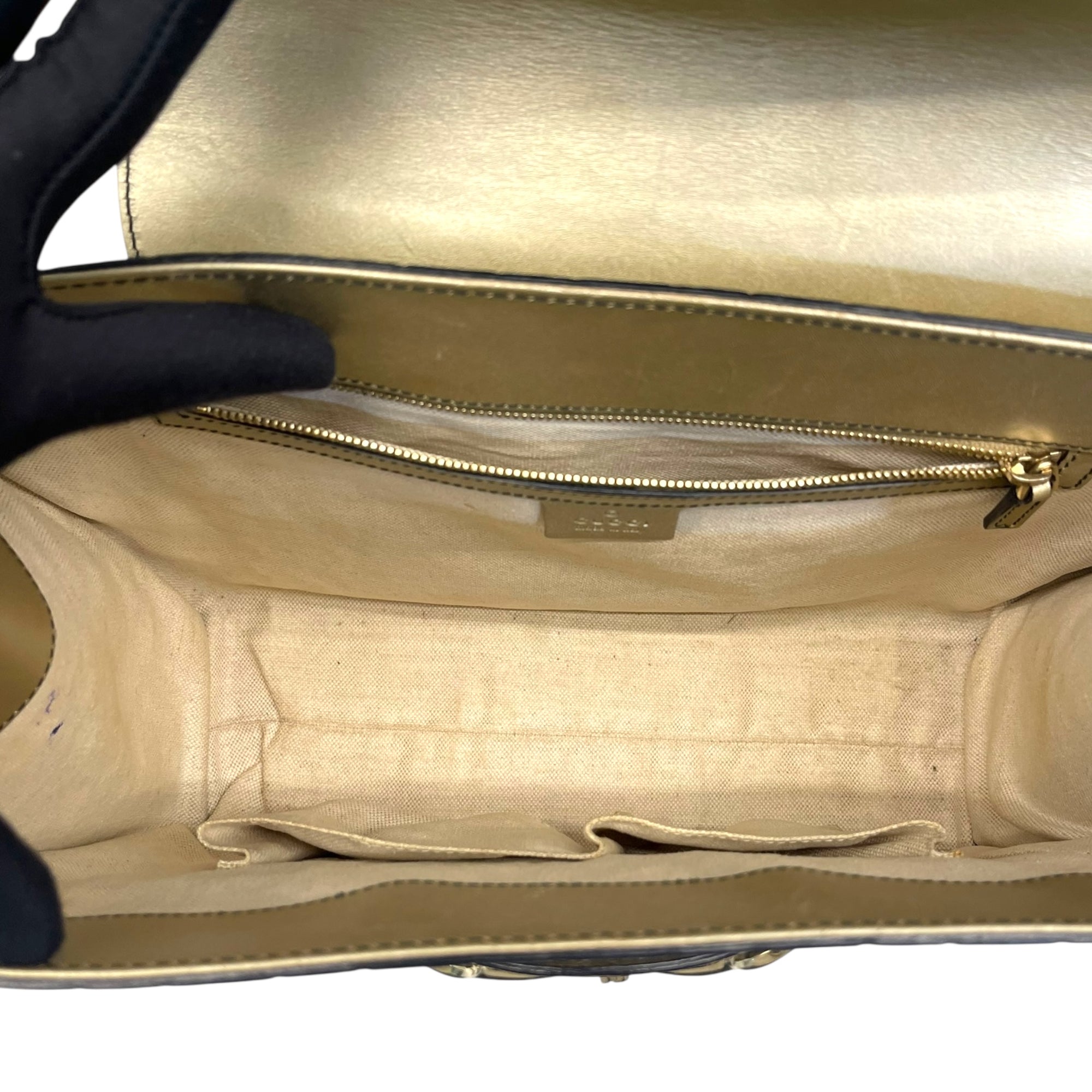 Gucci Metallic Beige Guccissima Leather Emily Chain Shoulder Bag