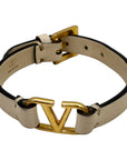 Valentino Vlogo Leather Gold Tone Bracelet