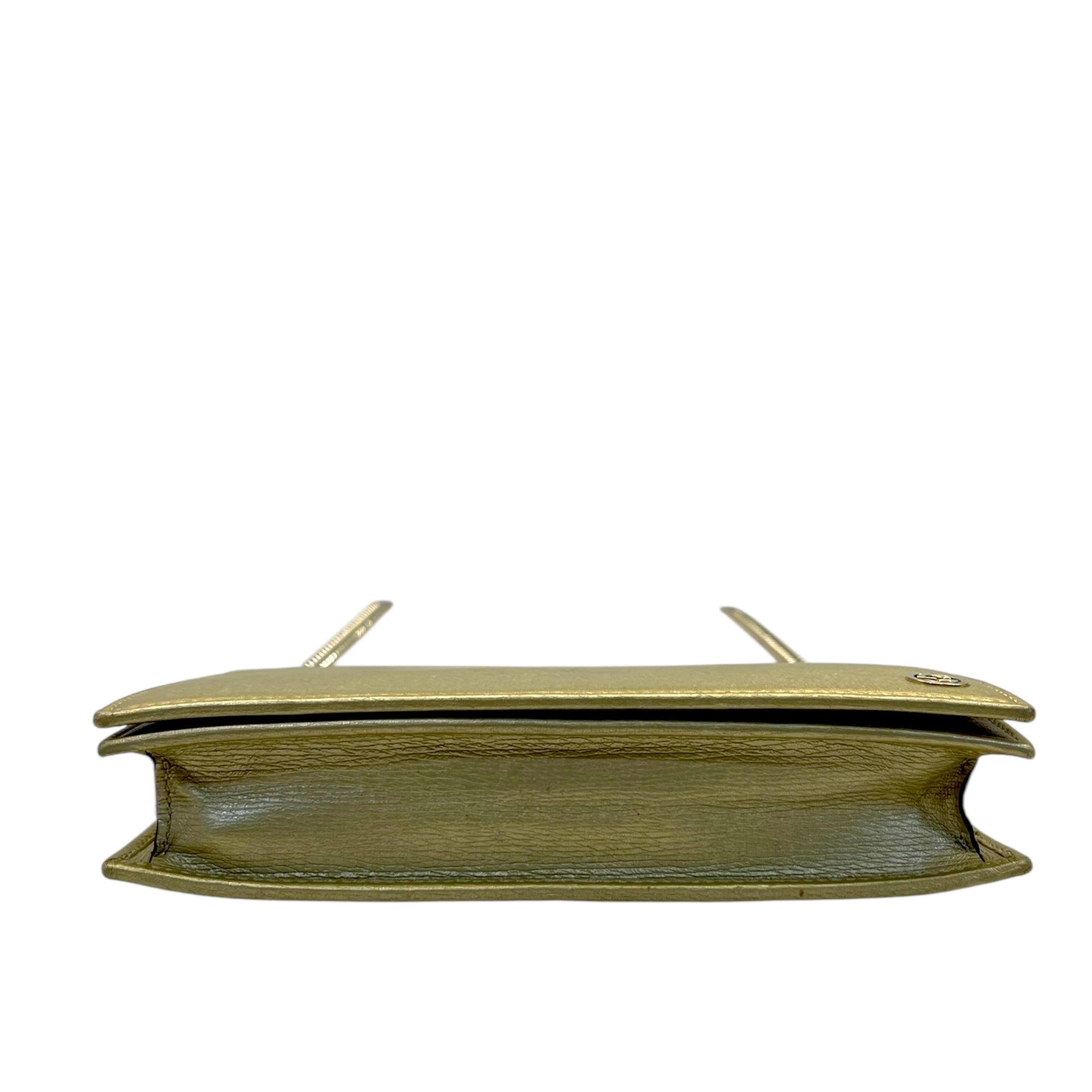 Gucci Gold Metallic Leather Betty Wallet On Chain