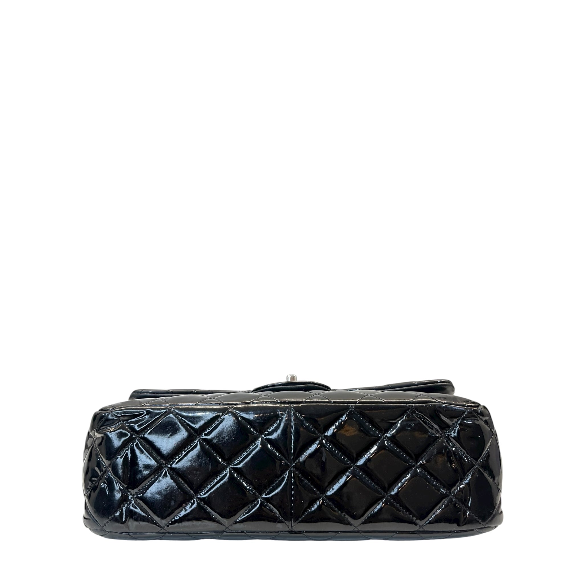 Chanel Black Quilted Patent Leather Large Classic Double Flap Bag
