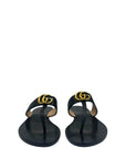 Gucci Black Leather GG Marmont Thong Flats EU 37