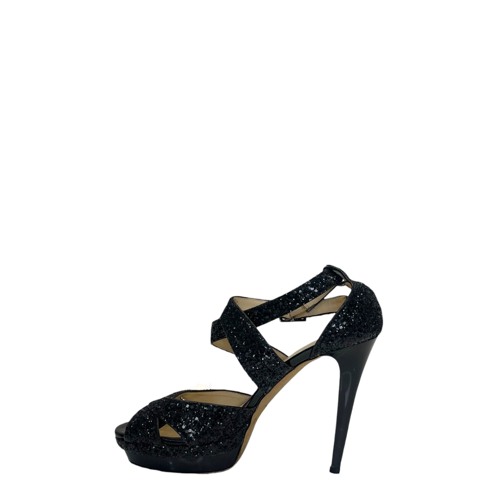 Jimmy Choo Glitter Strappy Heels EU 39