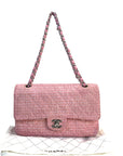 Chanel Classic Double Flap Pink Tweed Shoulder Bag