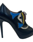 Fendi Multicolor Leather Monster Peep Toe Ankle Booties - Size EU 40