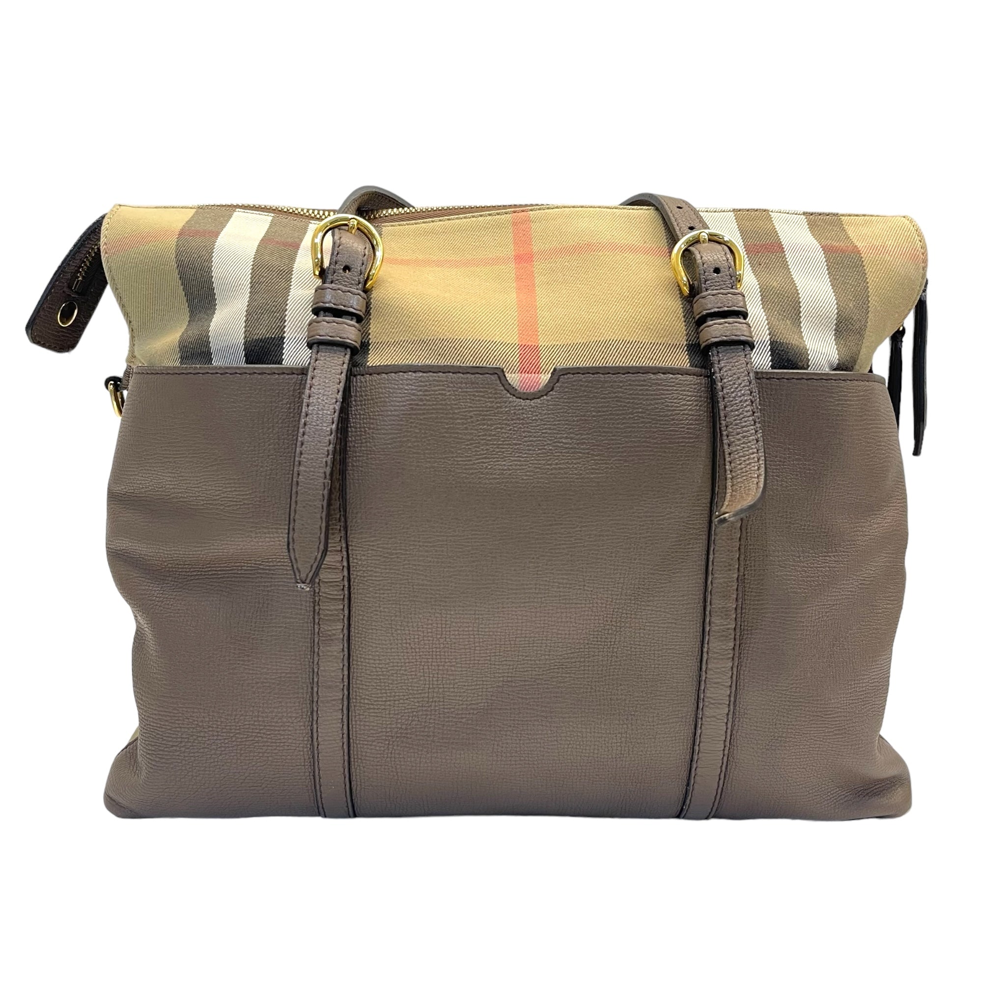 Burberry Mason House Check Canvas And Leather Diaper Tote Bag