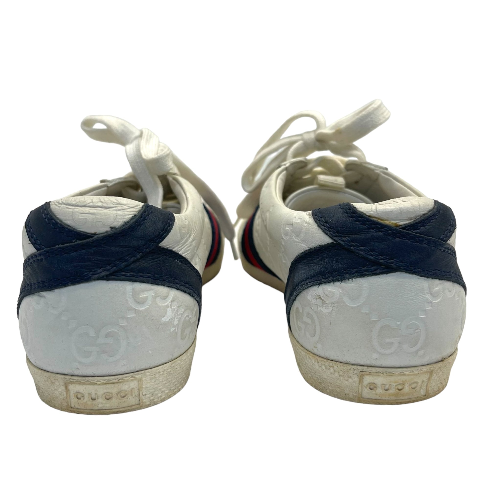 Gucci White Leather Web Detail Ace Low Top Sneakers Size EU 35