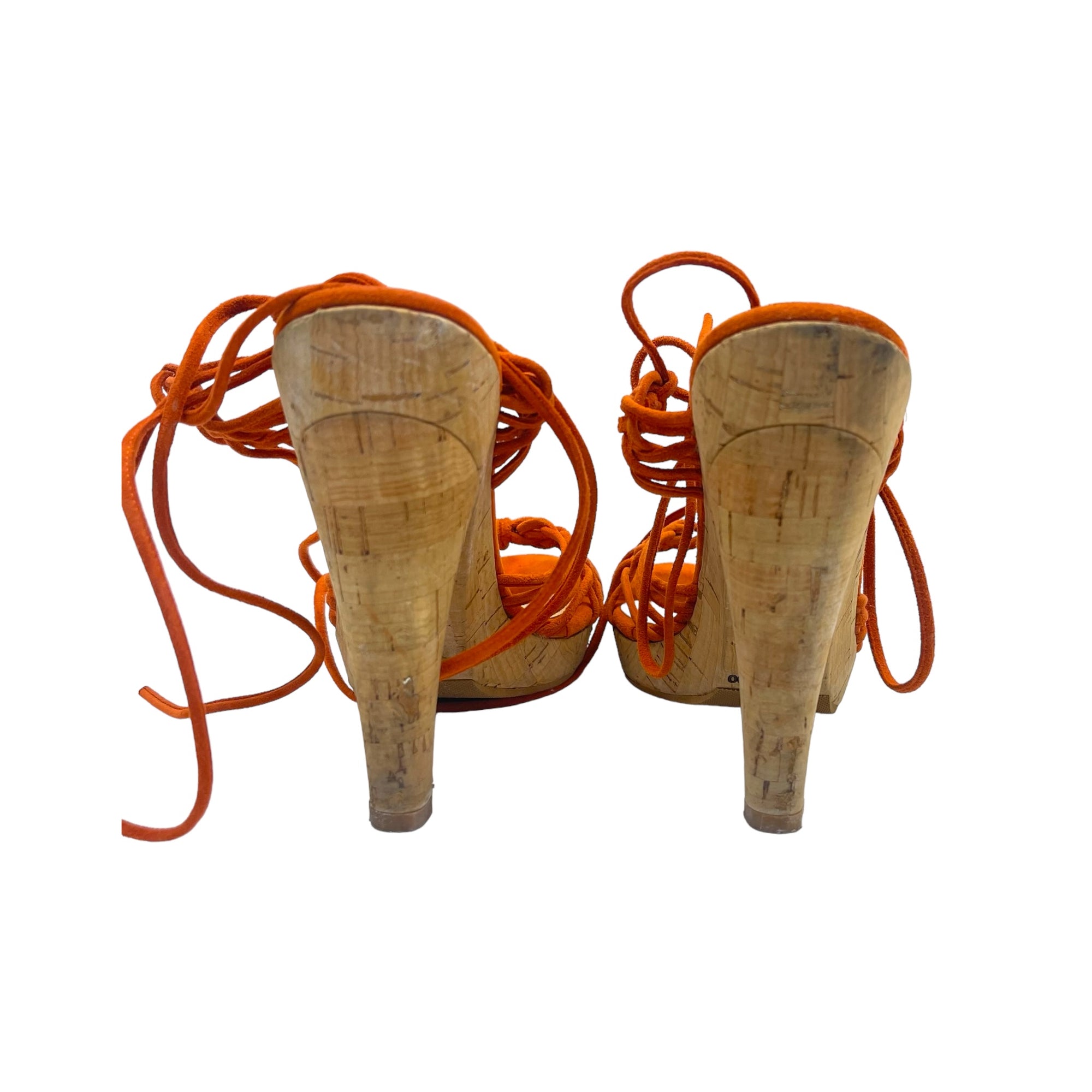 Jimmy Choo Suede Burnt Orange Sandals Size EU 35