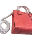 Michael Kors Peach Croc Embossed Leather Mercer Tote Bag