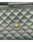 Yves Saint Laurent Dark Green Chevron Quilted Leather Envelope Flap Bag