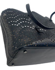 Alaia Black Leather Laser Cut Mina Tote Bag