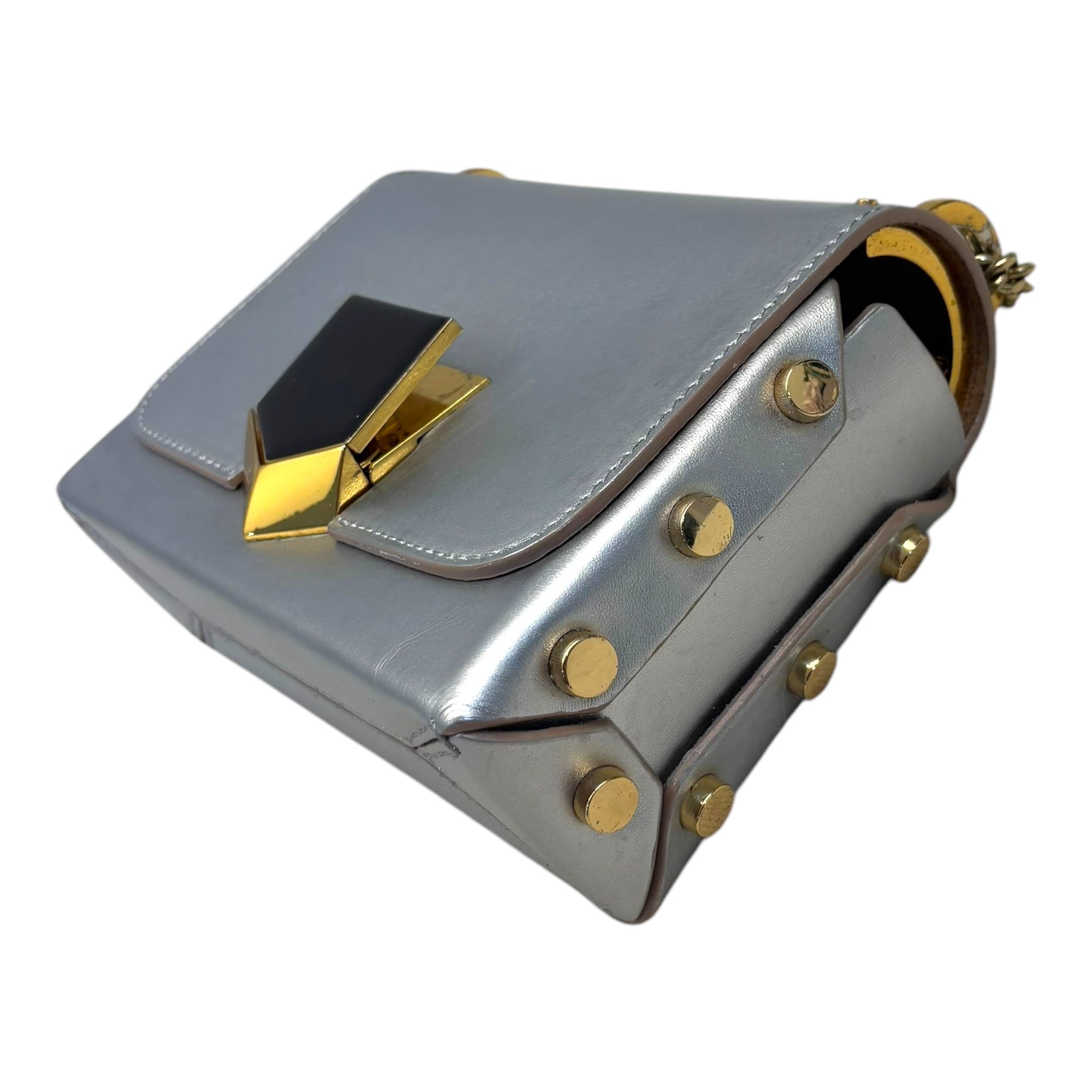 Jimmy Choo Grey Leather Lockett City Shoulder Bag