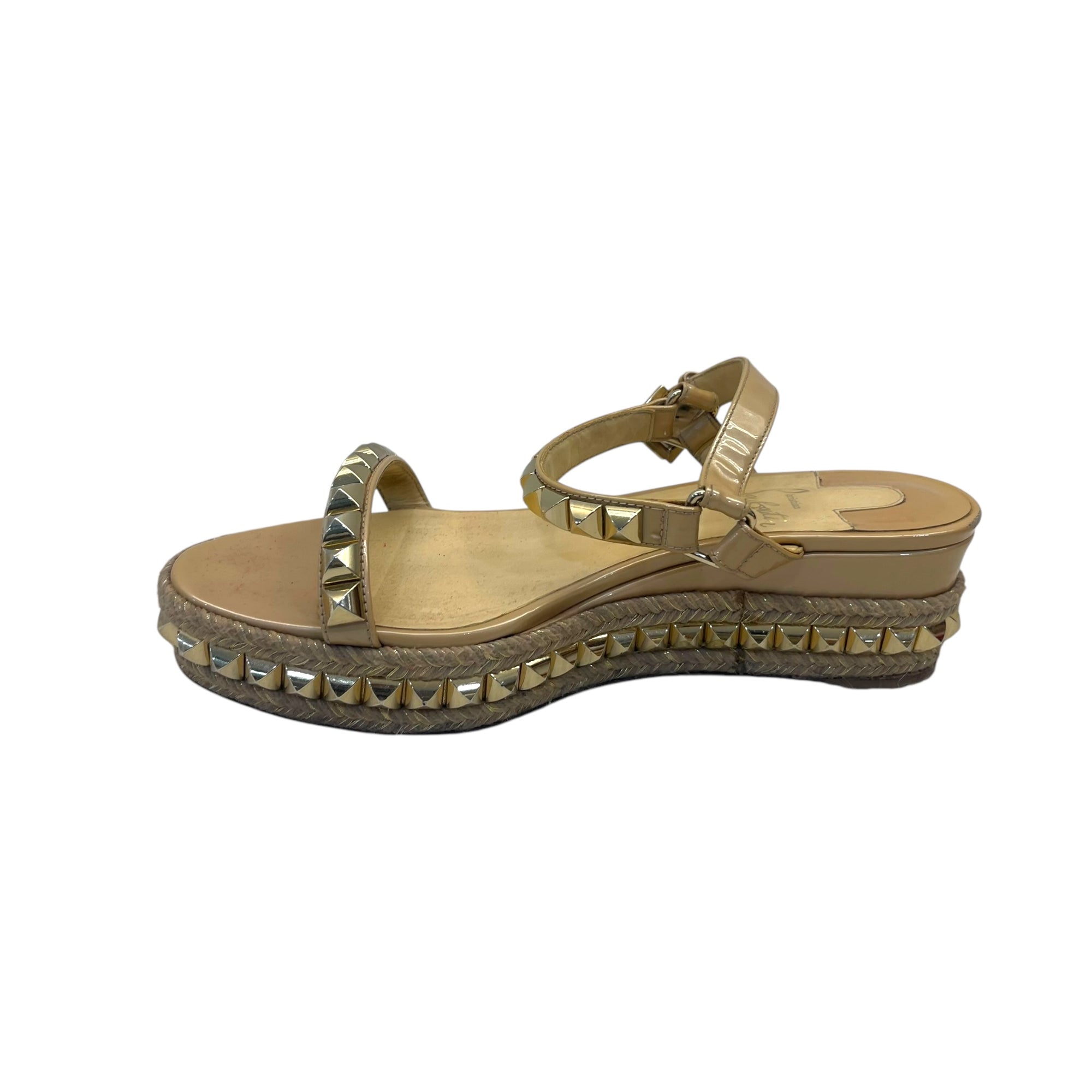 Christian Louboutin Beige Patent Leather Cataclou Sandals EU 39