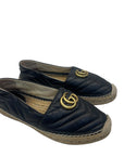 Gucci Black Leather GG Marmont Espadrilles EU 38.5