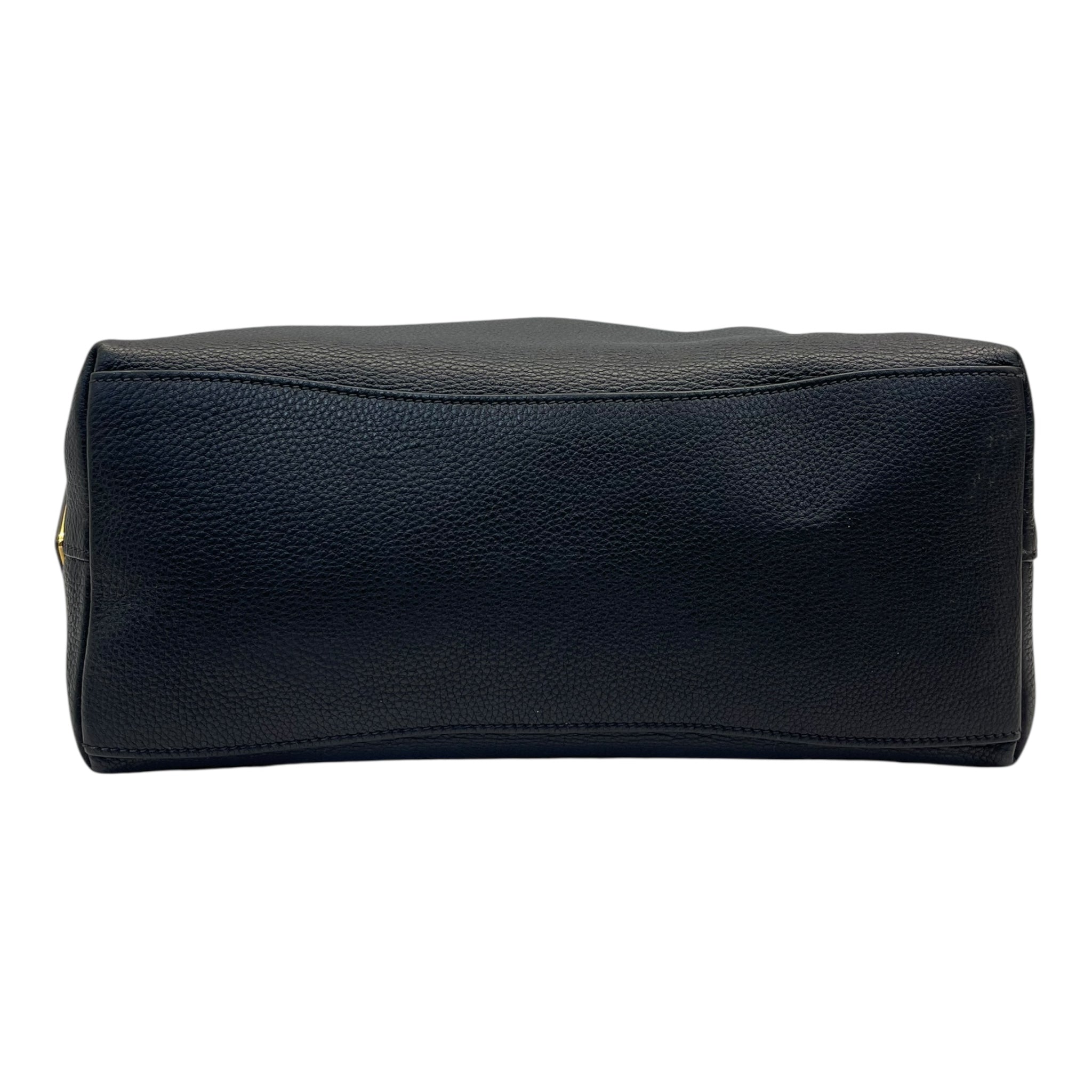 Prada Vitello Phenix Black Leather Embossed Logo Hobo Tote Bag