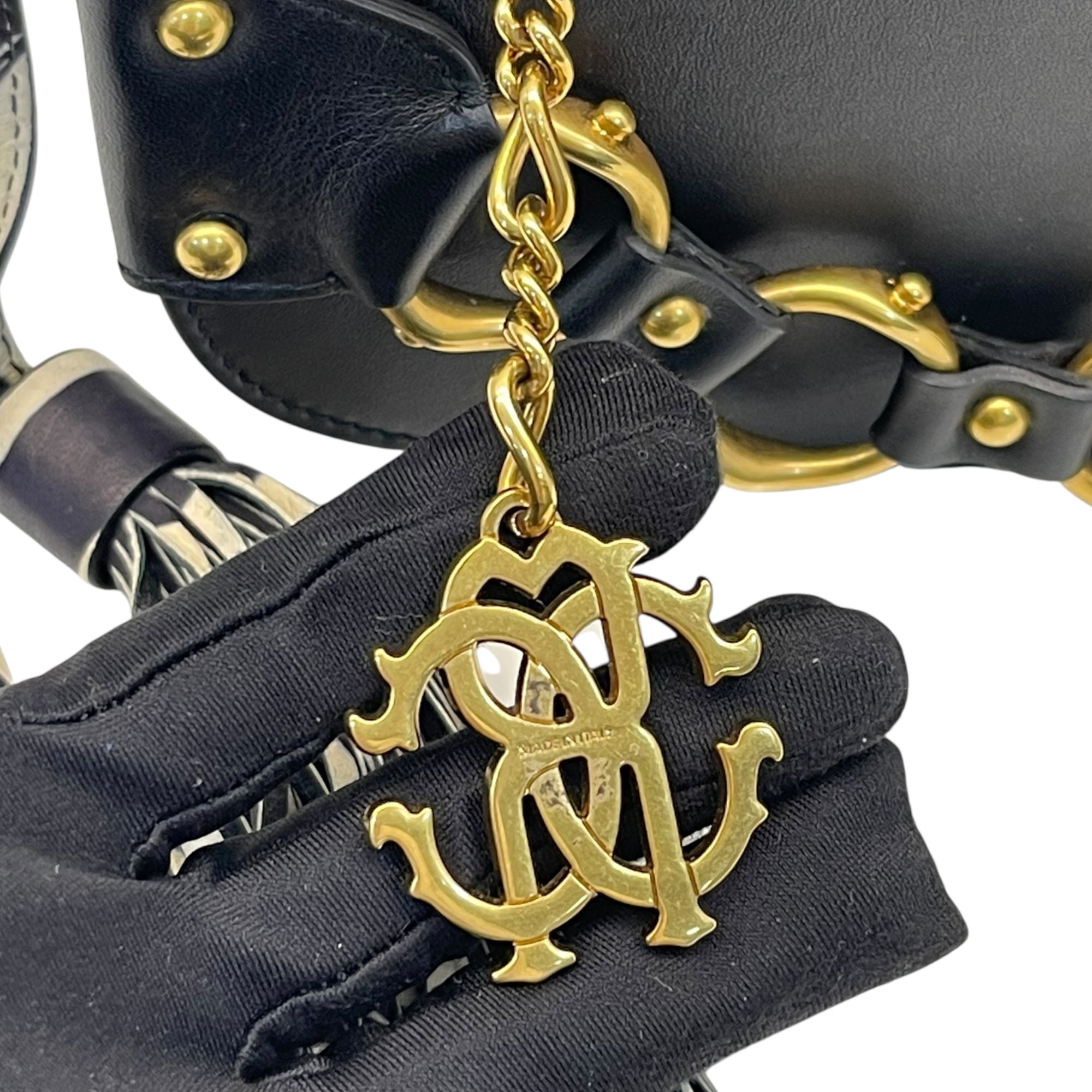 Roberto Cavalli Black Leather Crossbody Bag
