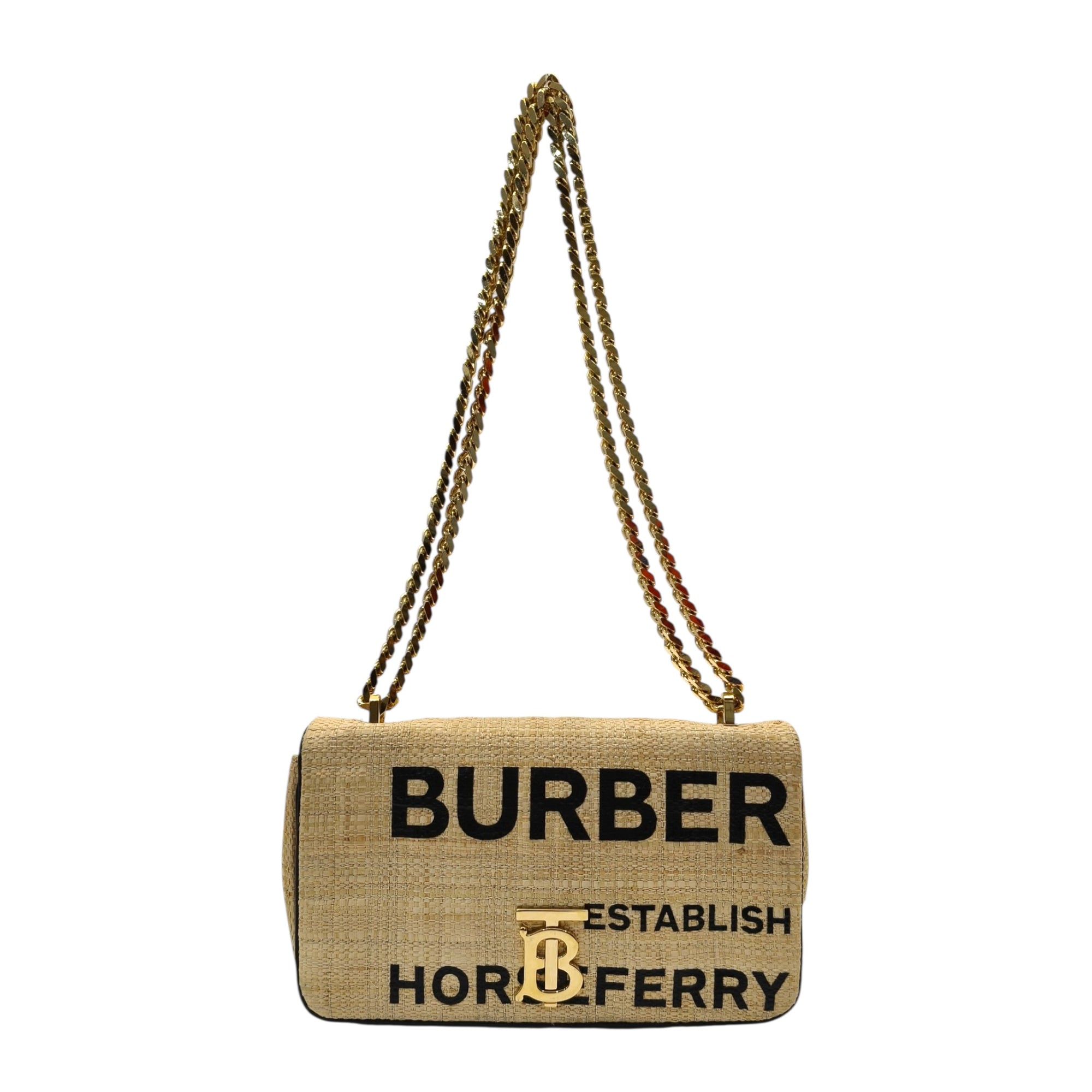 Burberry Lola Raffia Horseferry Shoulder Bag