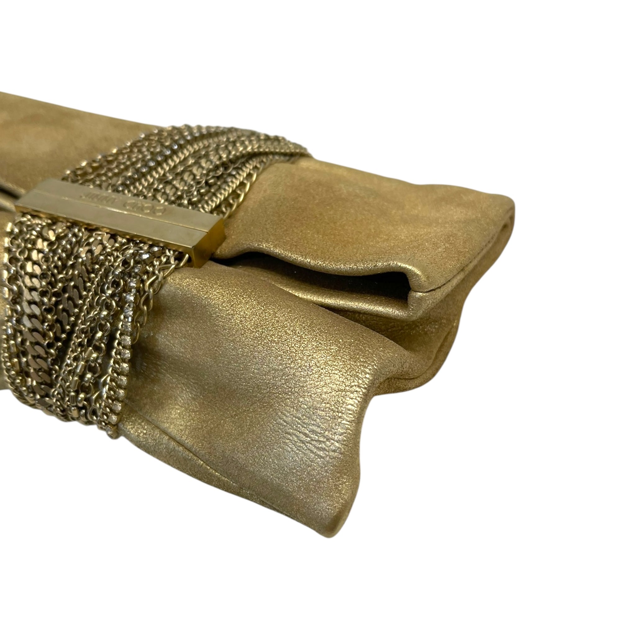 Jimmy Choo Beige Shimmering Suede Chandra Clutch