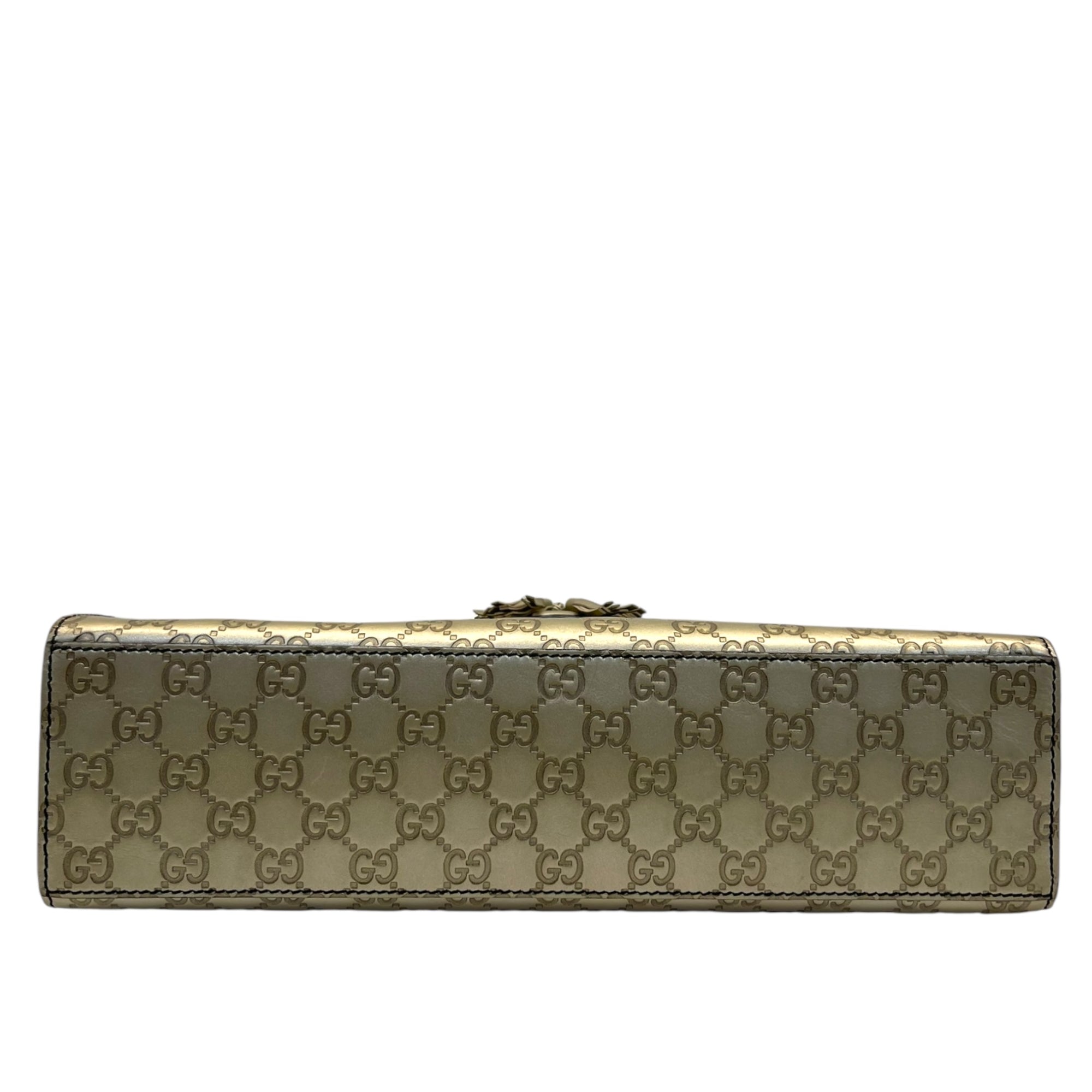 Gucci Metallic Beige Guccissima Leather Emily Chain Shoulder Bag