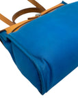 Hermes Blue/Brown Canvas and Leather Herbag Zip Bag