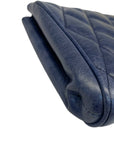 Miu Miu Blue Diamond Quilted Leather Zip Wristlet Clutch
