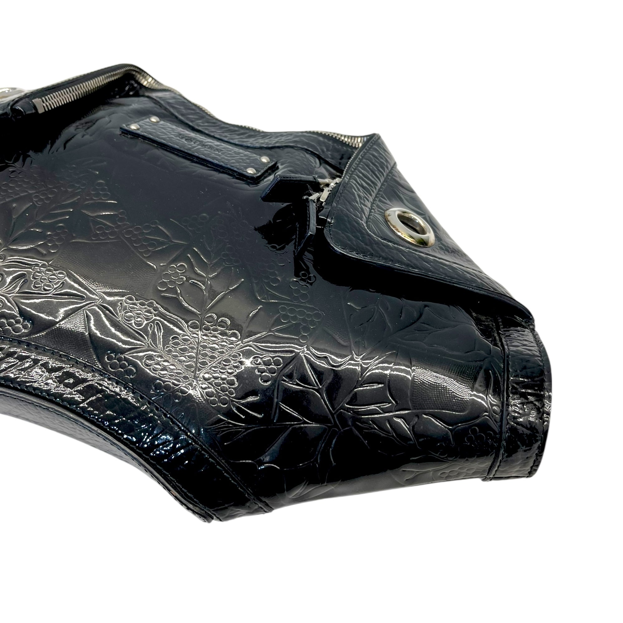 Alexander McQueen Black Croc Embossed Patent Leather