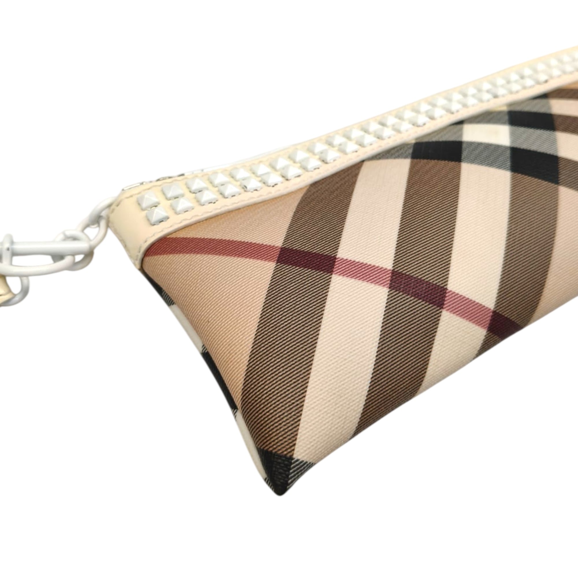 Burberry Long Nova Check Checked Studded Trim Clutch