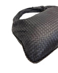 Bottega Veneta Black Intrecciato Woven Leather Maxi Veneta Hobo Bag