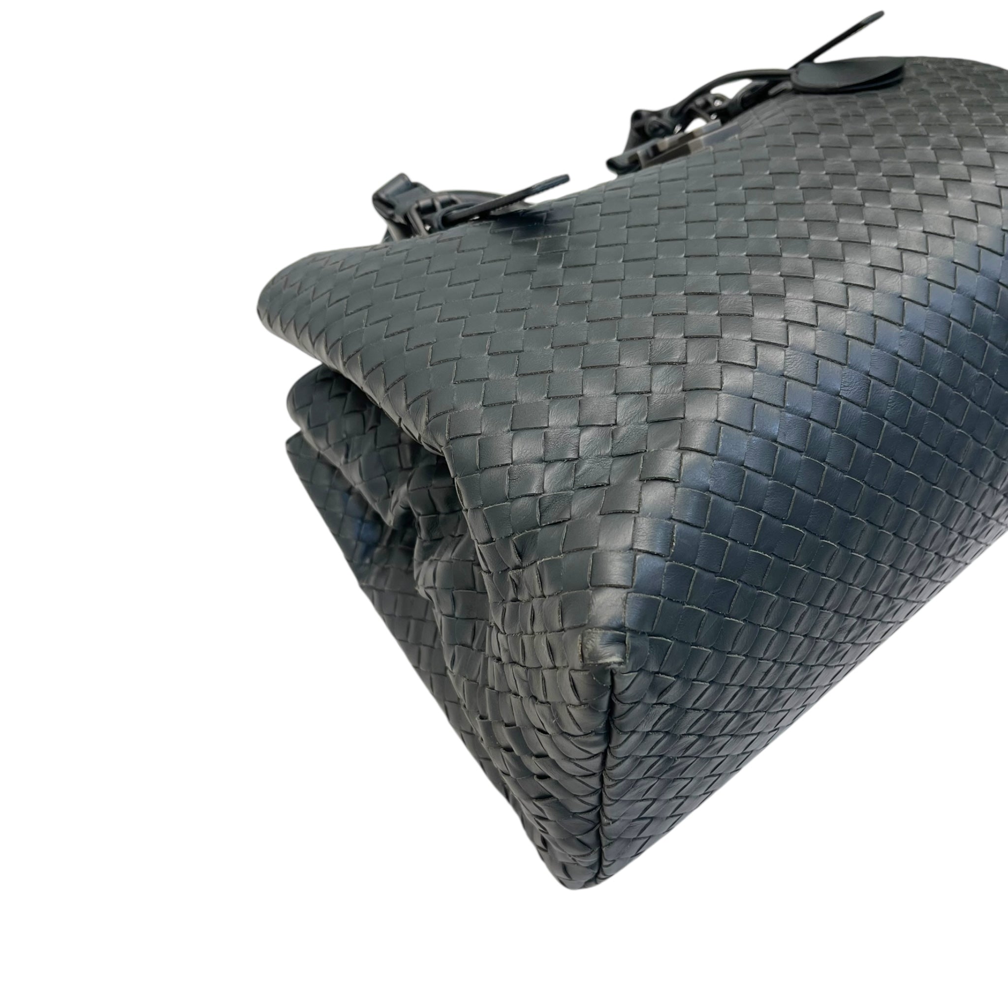 Bottega Veneta Grey Intrecciato Leather Medium Roma Tote Bag