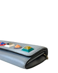 Fendi Grey Leather Studded Wallet On Chain