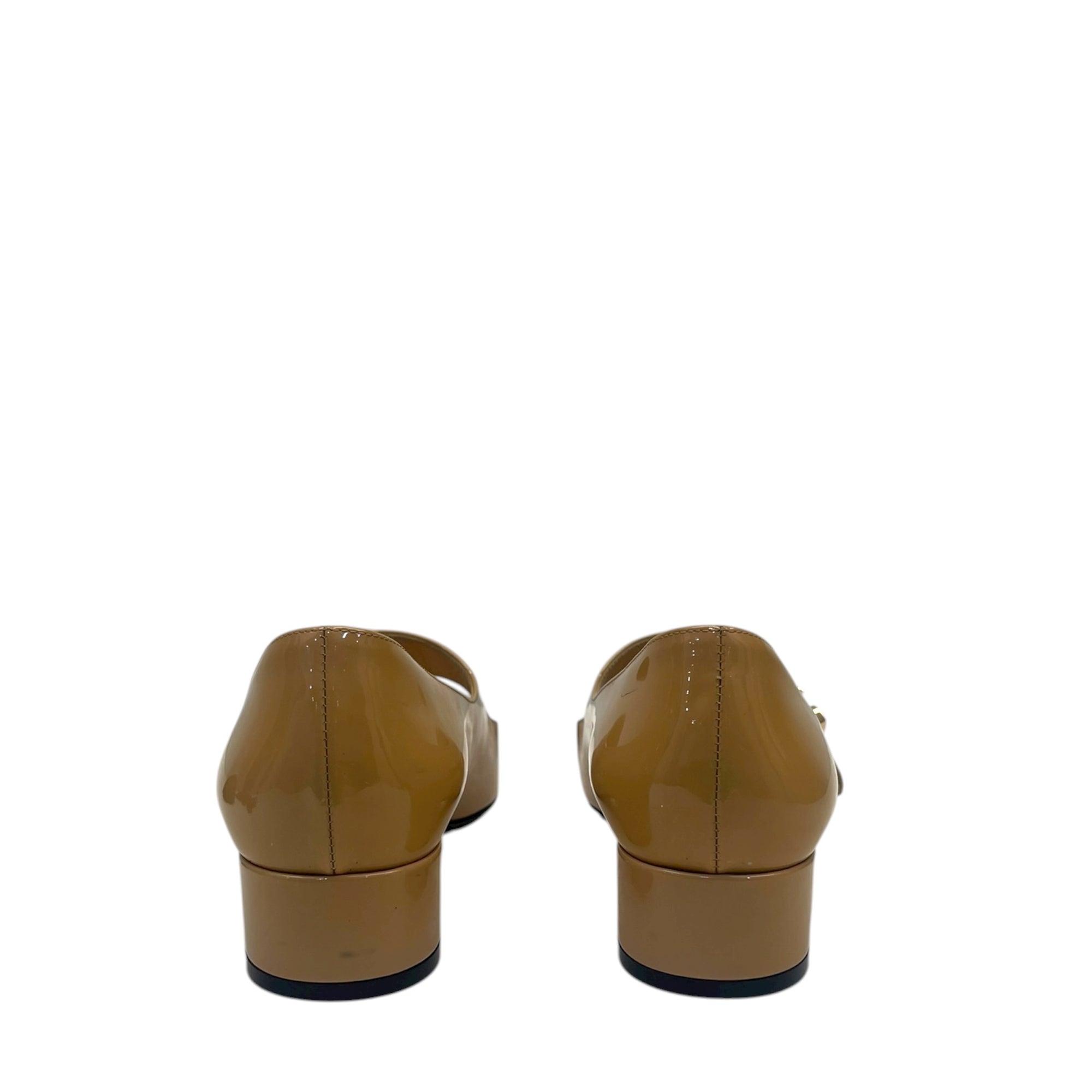 Christian Dior Beige Patent Leather Baby-D Bellet Pumps Size - 37