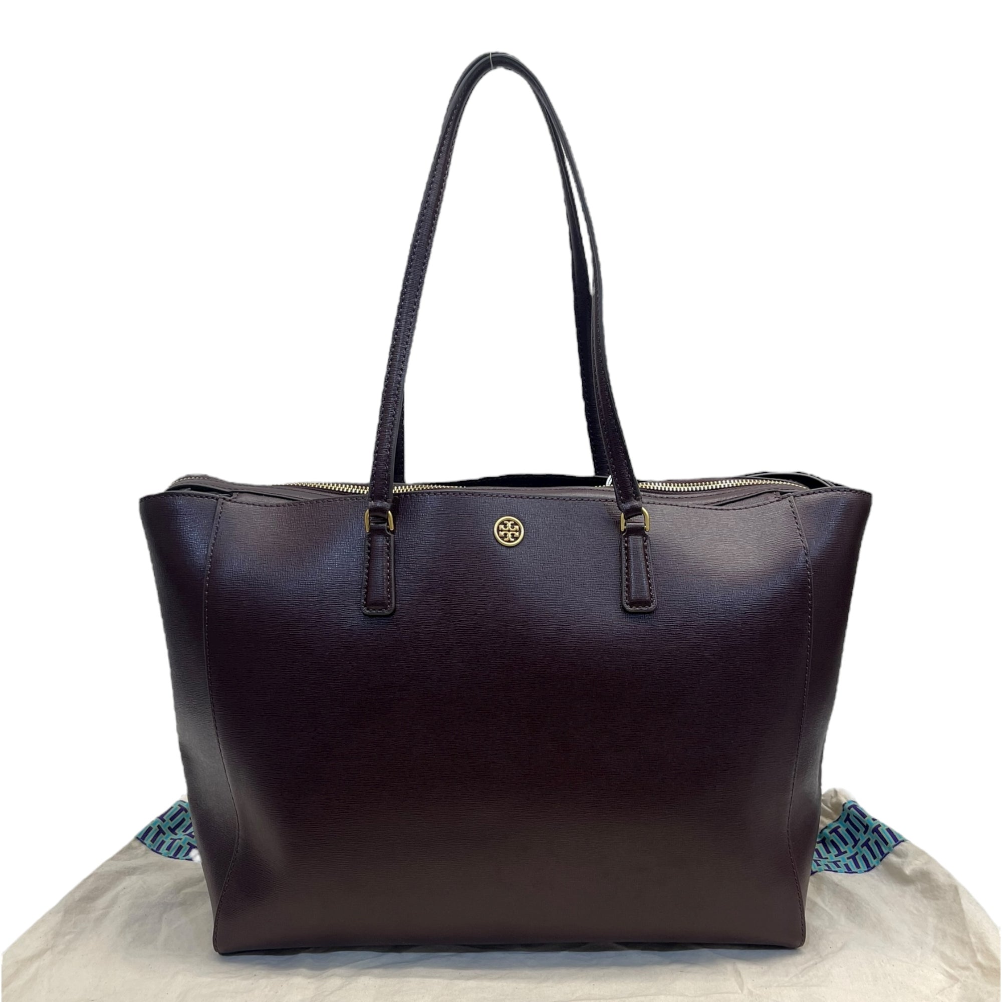 Tory Burch Burgundy Leather Emerson Tote Bag