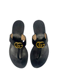 Gucci Black Leather GG Marmont Thong Flats EU 37