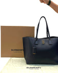 Burberry TB Monogram Tote in Black Leather