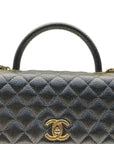 Chanel Grey Caviar Leather Coco Top Handle Bag