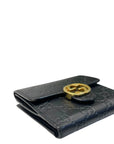 Gucci Black Guccissima Leather Interlocking G French Wallet