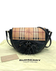 Burberry Haymarket Check Maydown Crossbody Bag in Black Leather and Coated Canvas