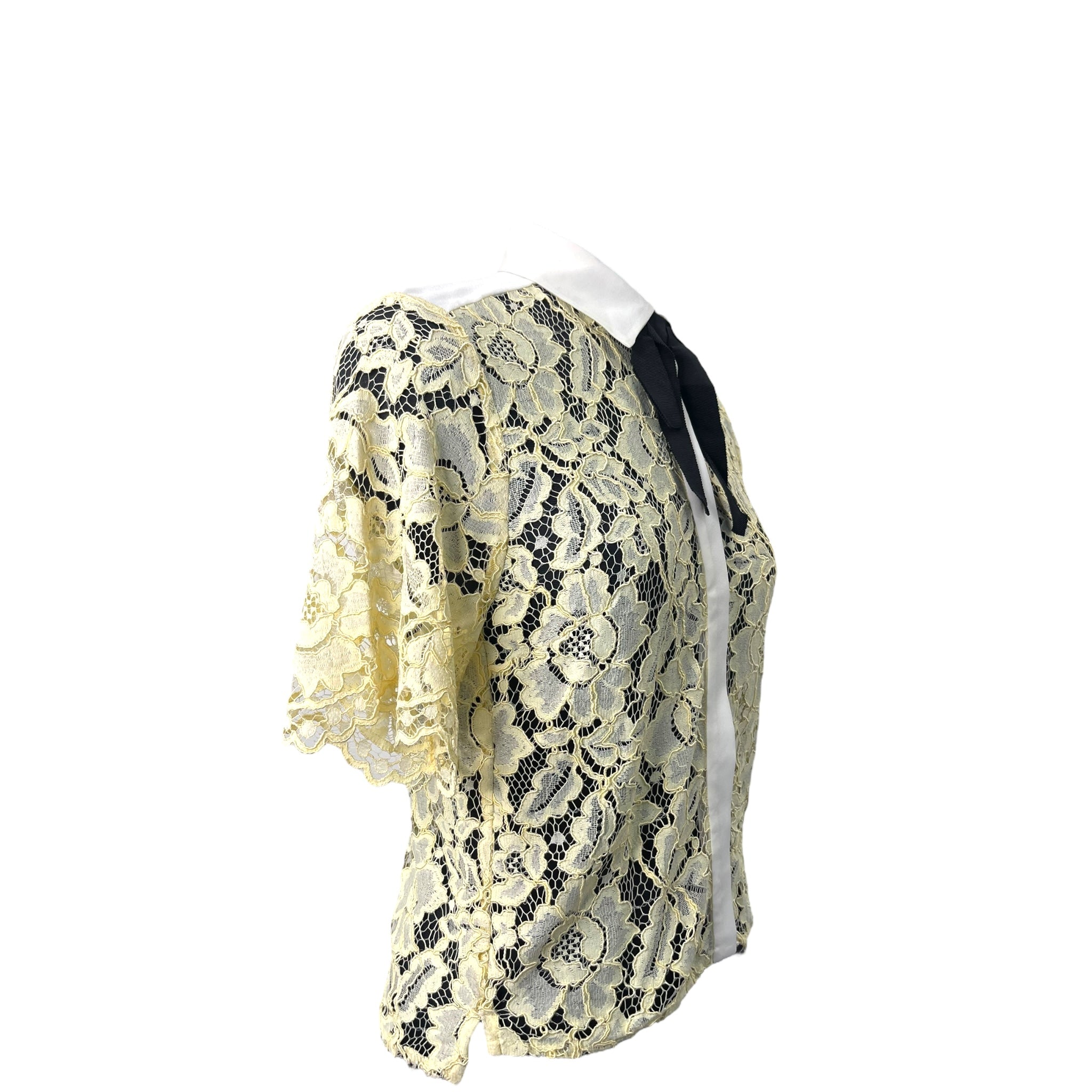 SANDRO Amarine Floral Mesh Short Sleeve Shirt Size S