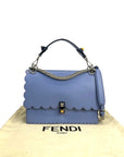 Fendi Scalloped Kan I Light Blue Leather Shoulder Bag