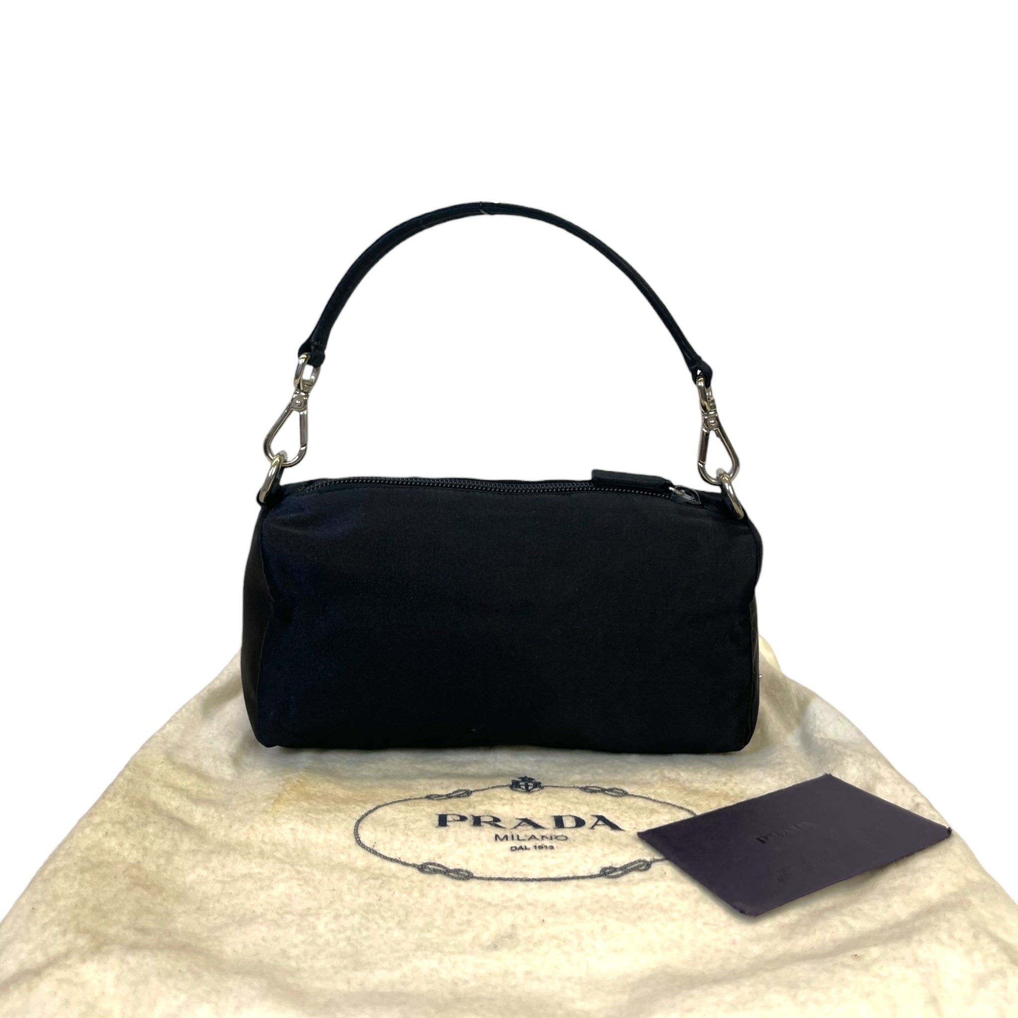 Prada Black Satin Mini Top Handle Bag