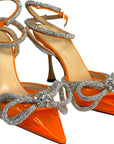 Mach & Mach Double Bow Silk-Satin Orange Pumps EU 36