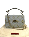 Valentino Medium Rockstud Spike Top Handle Grey Leather Bag