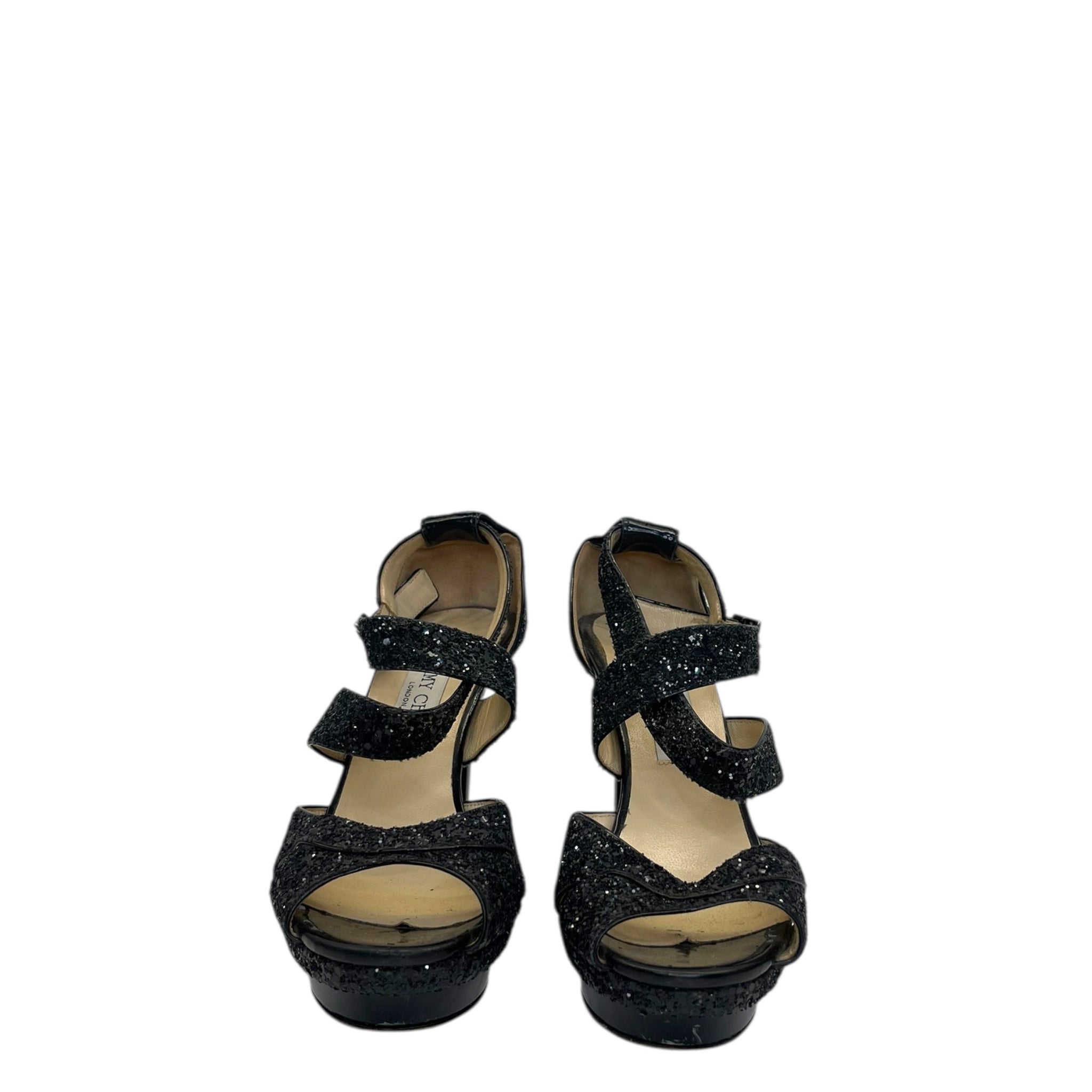 Jimmy Choo Glitter Strappy Heels EU 39